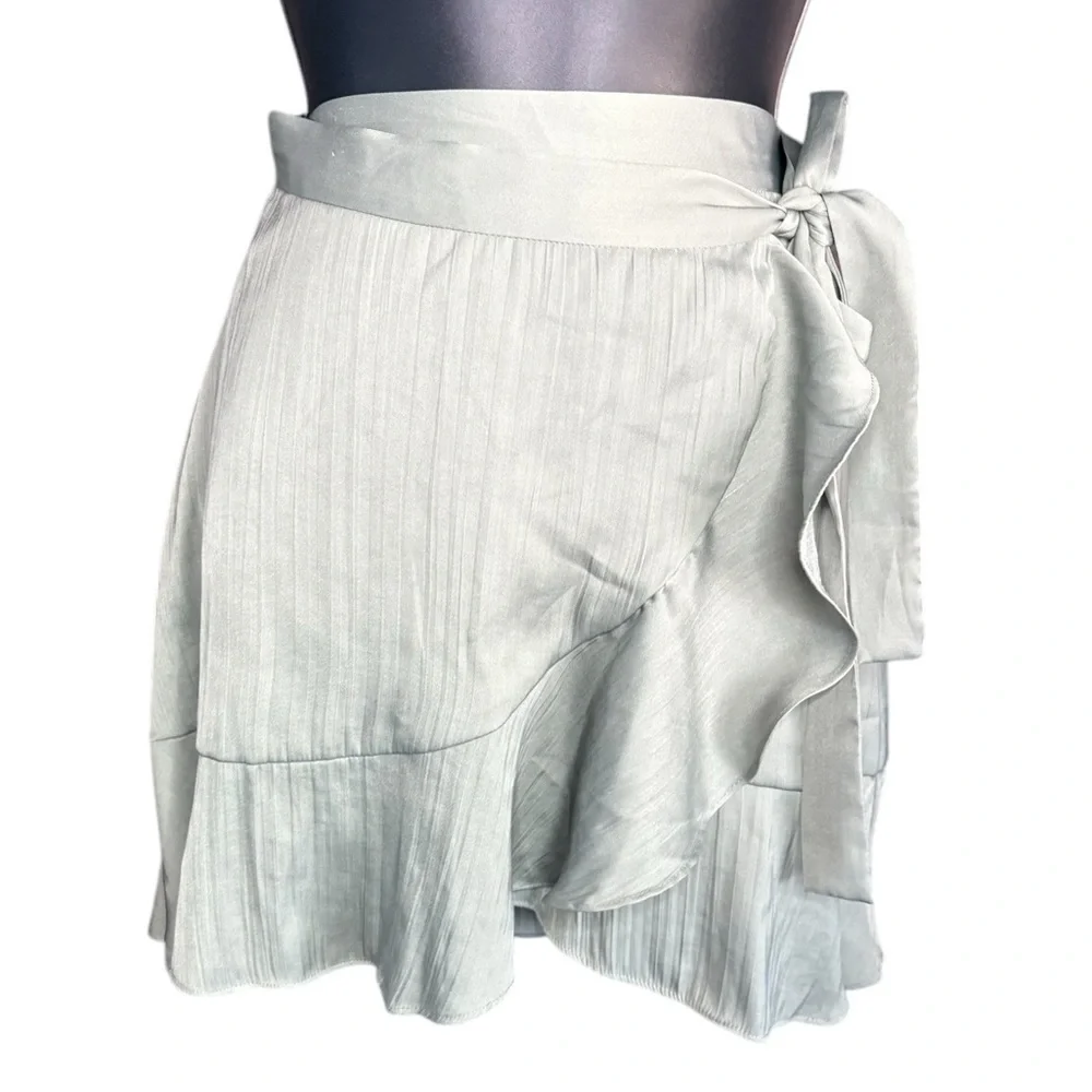 Maeve Anthropologie Ruffle Mini Skirt Moss Green Size XXS preloved
